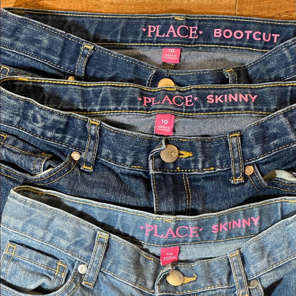 Denim‎ blue jeans with adjustable waist Place size 10 Bundle of 3